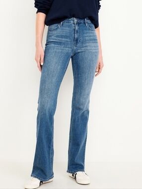 Old Navy High Rise Wow Flare Jeans Medium Wash Blue Sz 14